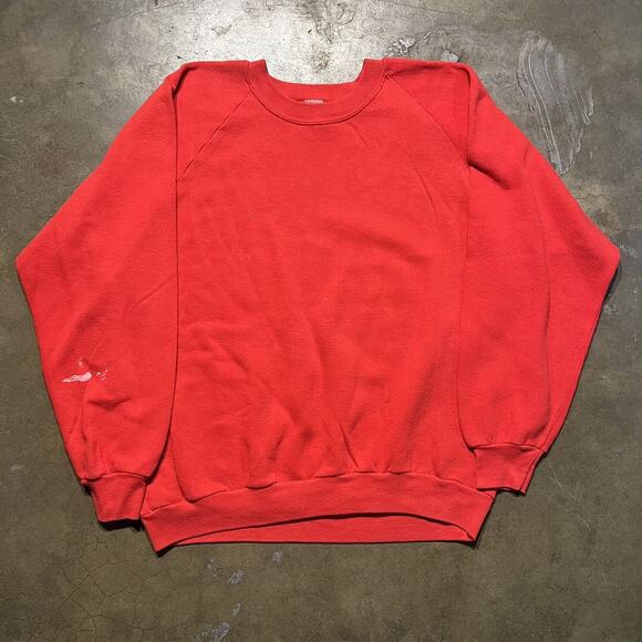 Vintage 80s Jerzees Russell Red Blank Raglan Sweatshirt - Picture 1 of 4